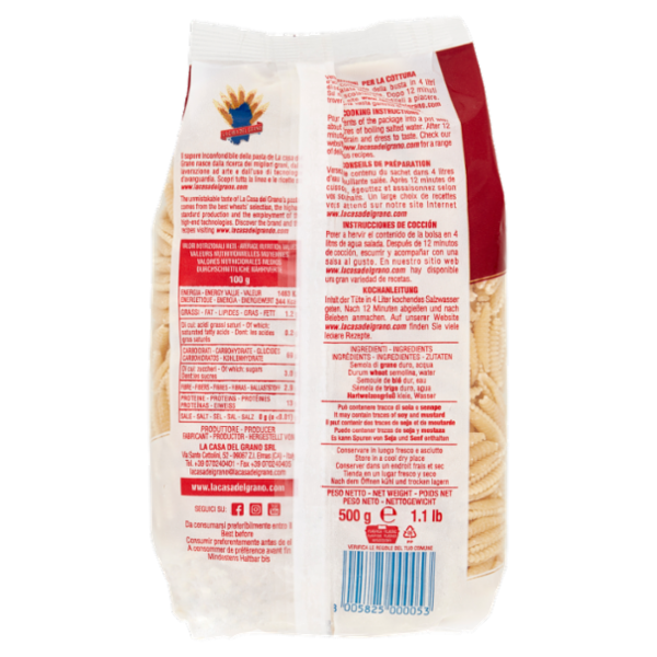 La Casa del Grano Le Tradizionali Is Malloreddus Medi 500 g