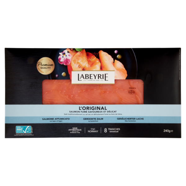 Labeyrie l'Originale Salmone affumicato ASC, 100% Senza Antibici, gusto Delicato 240 g