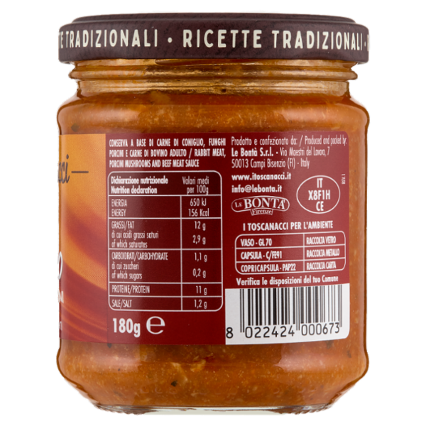 i toscanacci Ragù di Coniglio con Funghi Porcini 180 g