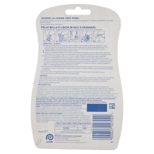 Veet Crema Depilatoria Sotto La Doccia Silk e Fresh Technology Pelli Normali, 150ml