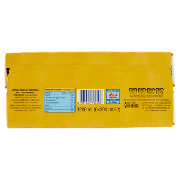 Jolly Colombani Albicocca Mix Succo e Polpa 6 x 200 ml