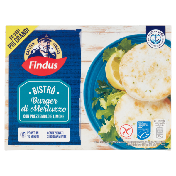 Capitan Findus Bistrò Burger di Merluzzo con prezzemolo e limone 190 g