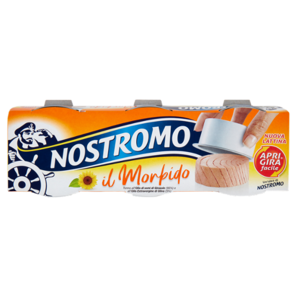 Nostromo il Morbido Tonno all'Olio di semi di Girasole e all'Olio Extravergine di Oliva 3 x 65 g