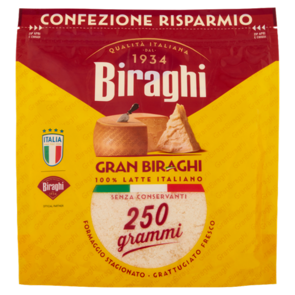 Biraghi Gran Biraghi Formaggio Stagionato Grattugiato Fresco 250 g