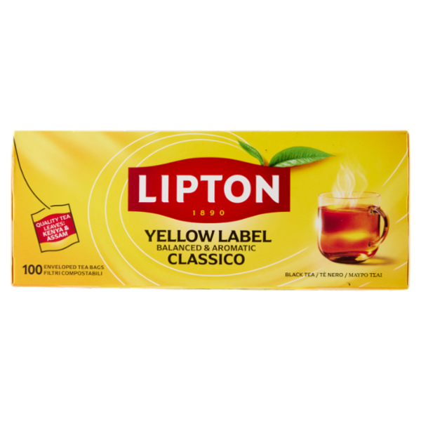 Lipton Yellow Label Classico Tè Nero 100 Filtri Compostabili 150 g