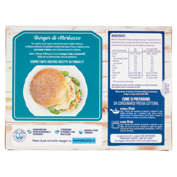 Capitan Findus Bistrò Burger di Merluzzo con prezzemolo e limone 190 g