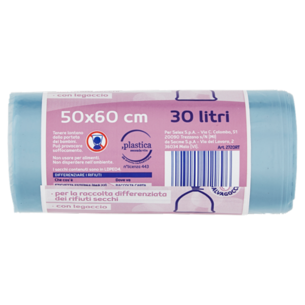 Selex Casa Bella Sacchi Pattumiera Trasparente con Legaccio Cm 50X60 20 pezzi