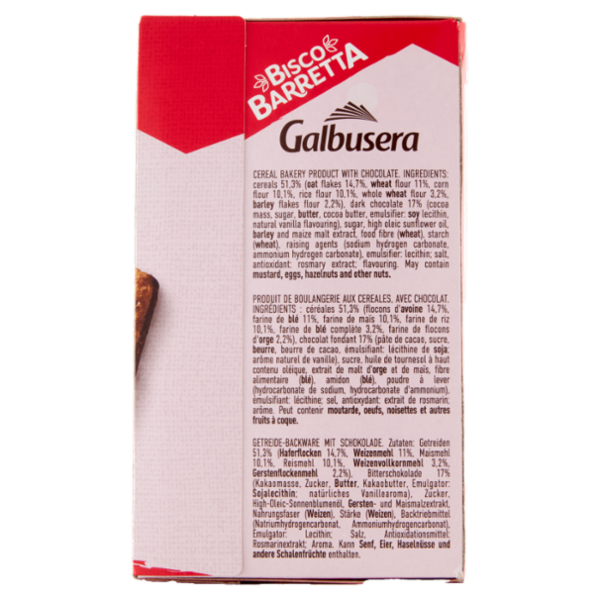 Galbusera BiscoBarretta Cereali croccanti e cioccolato fondente extra 5x46 g