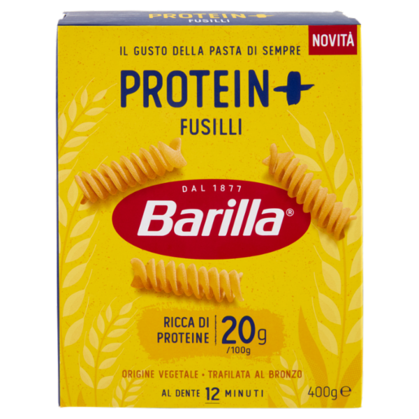 Barilla Protein+ Fusilli, Pasta Ricca di Proteine di Origine Vegetale, 400 g
