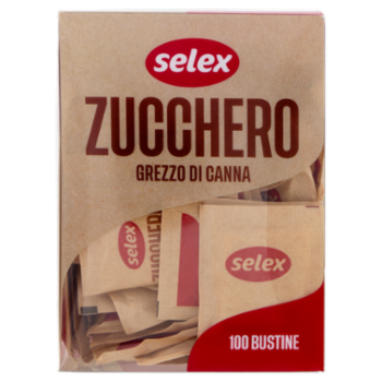 Selex Zucchero Di Canna Grezzo 100 Bustine Da 4 g
