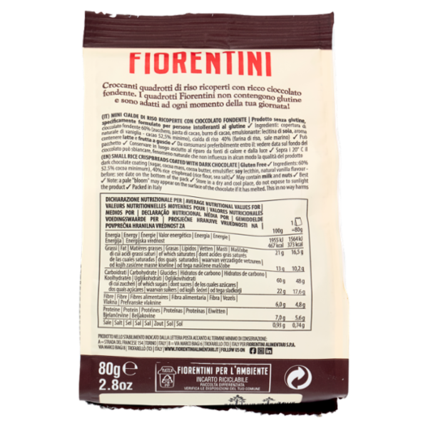 Fiorentini i Croccanti Quadrotti di Riso Cioccolato Fondente 80 g
