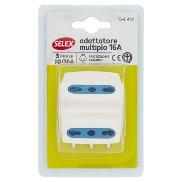 Selex Adattatore Multiplo Spina 16A + 3 Prese Bivalenti Bianco