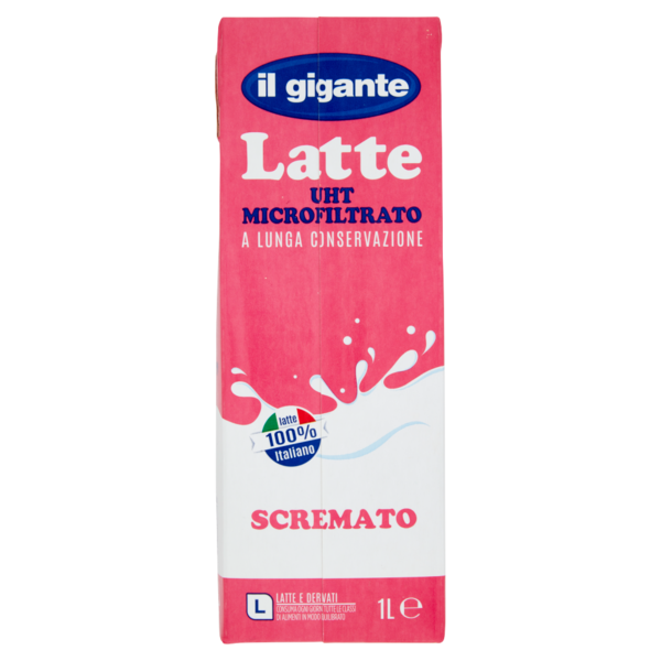 IL GIGANTE Latte UHT Microfiltrato a Lunga Conservazione Scremato 1 L