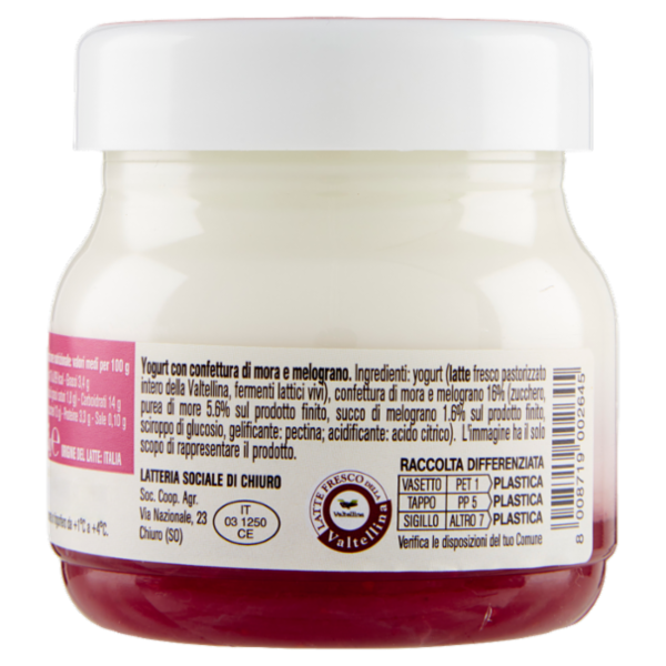 AlpiYò Yogurt di Valtellina Intero con confettura extra di Mora e Melograno 125 g