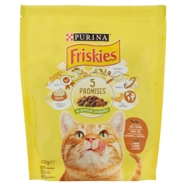PURINA FRISKIES Gatto Adult Con un gustoso mix di Pollo e Tacchino e con Verdure 400 g
