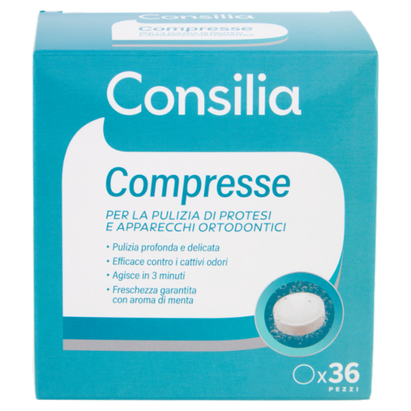 Consilia Compresse per la Pulizia di Protesi e Apparecchi Ortodontici 36 pezzi