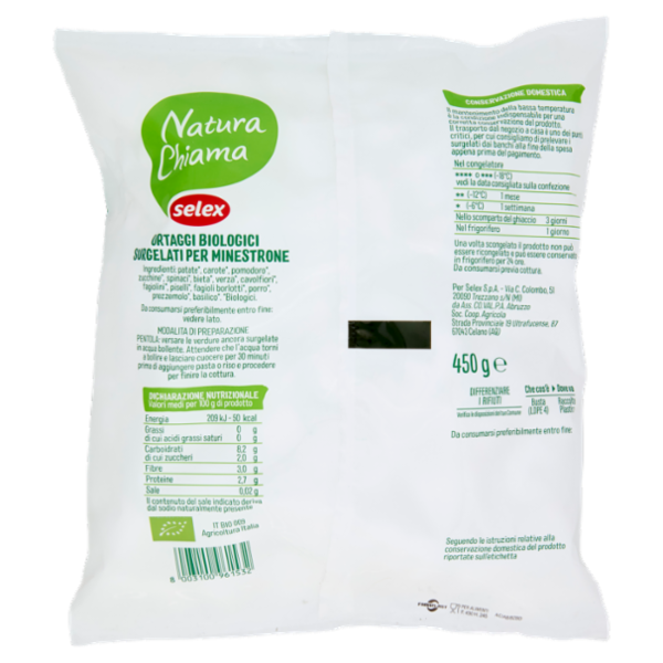 Selex Natura Chiama Minestrone 14 Verdure Biologico Surgelato 450 g