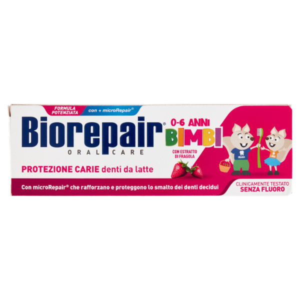 Biorepair Protezione Carie denti da latte Bimbi 0-6 Anni con Estratto di Fragola 50 ml
