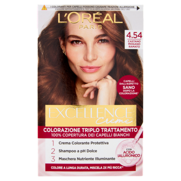 L'Oréal Paris Excellence Creme Colorazione Triplo Trattamento Castano Mogano Ramato 4.54