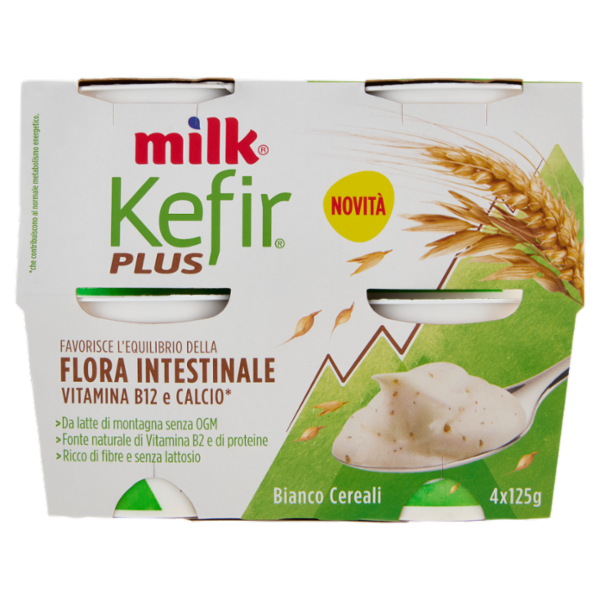Milk Kefir Plus Flora Intestinale Bianco Cereali 4 x1 25 g