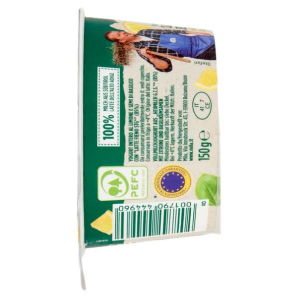 mila Yogurt intero Latte Fieno Limone - semi di basilico 150 g