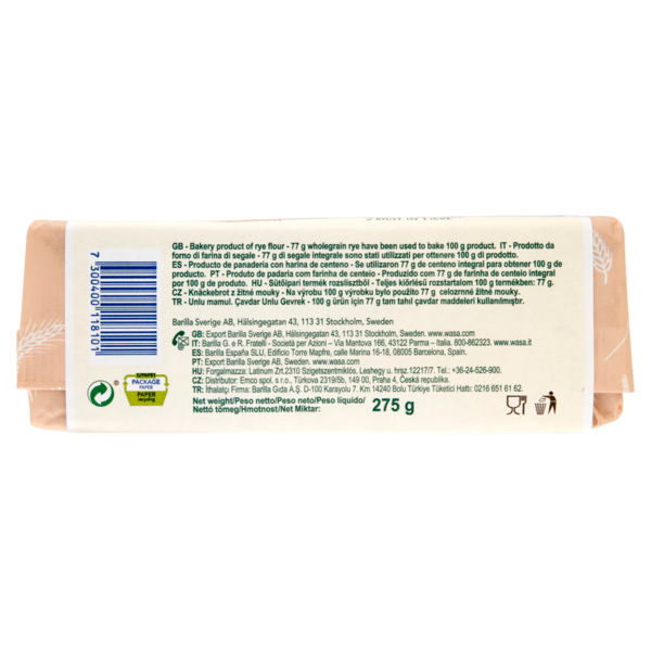 Wasa Original Cracker con 100% Farina di Segale Ricchi di Fibre 275g