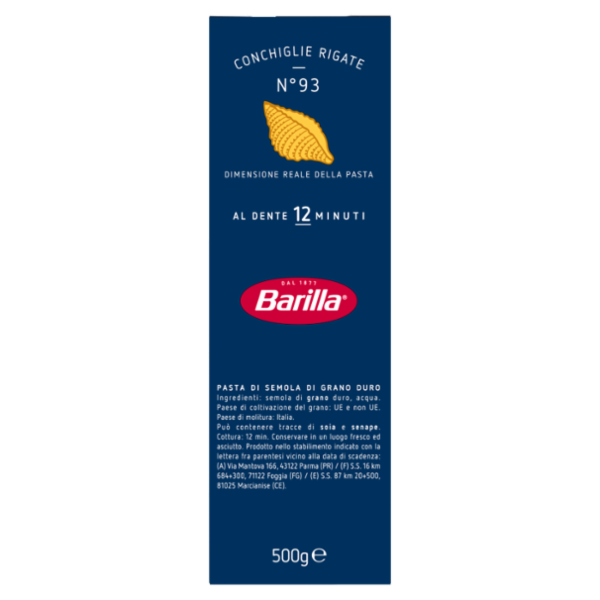 Barilla Pasta Conchiglie Rigate n.93 500g