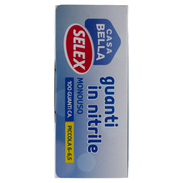 Selex Casa Bella Guanti Monouso in Nitrile Misura Piccola (6-6,5) Dispenser 100 pezzi