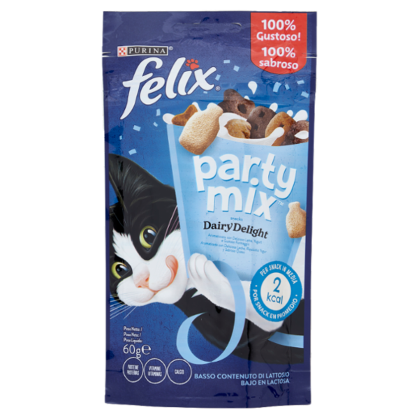 FELIX Party Mix Snacks Dairy Delight Aromatizzato con Delizioso Latte, Yogurt, Gustoso Formaggio 60g