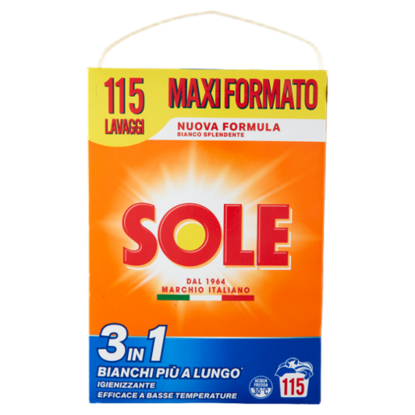 Sole Polvere lavatrice Bianco Splendente 115 lavaggi 5,75 kg