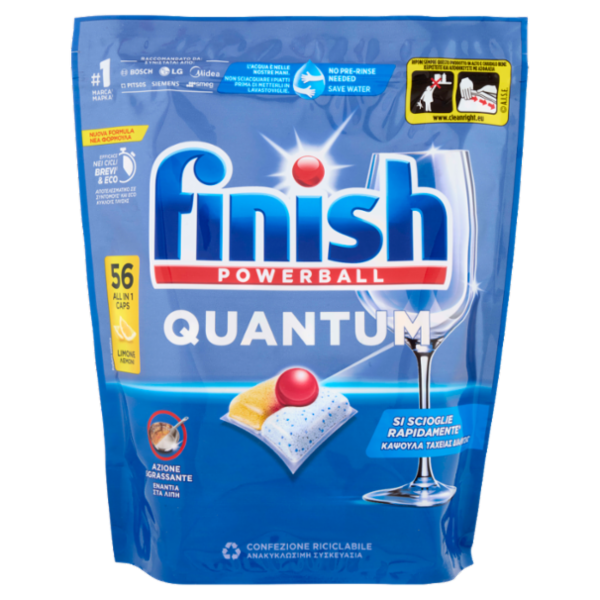 Finish Quantum Limone pastiglie lavastoviglie 56 lavaggi 582,4 g