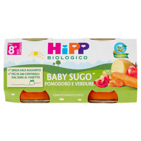HiPP Biologico Baby Sugo Pomodoro e Verdure Omogeneizzato 2 x 80 g