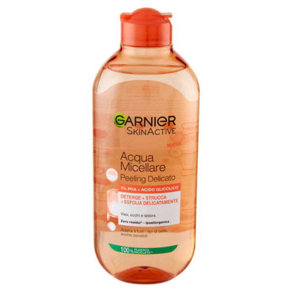 Garnier SkinActive Acqua Micellare Peeling Delicato 1% PHA + Acido Glicolico, 400 ml
