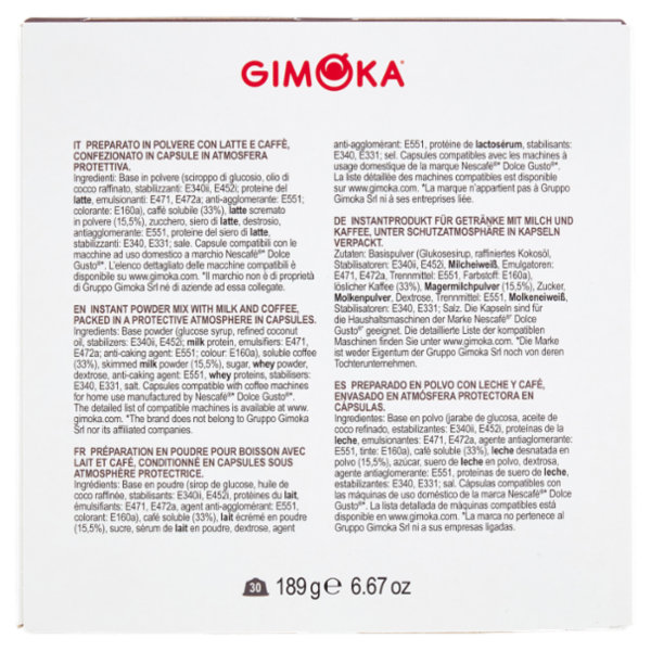 Gimoka Cortado Compatibile Nescafè* Dolce Gusto* 30 Capsule 189 g