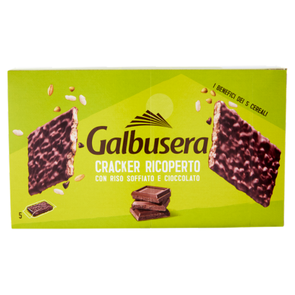 Galbusera Cracker Ricoperto con Riso Soffiato e Cioccolato 5 x 30 g