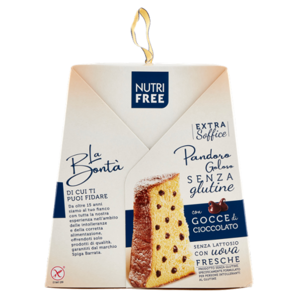 Nutrifree Pandoro Goloso Senza glutine con Gocce di Cioccolato Senza Lattosio 600 g