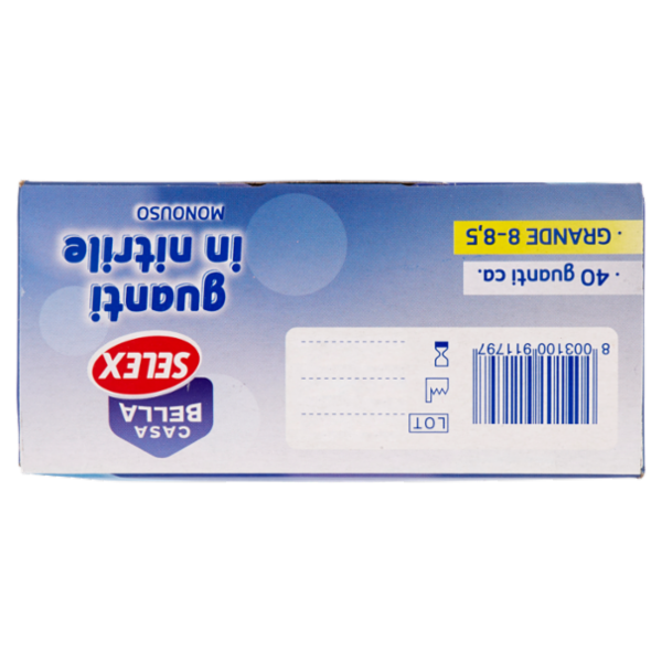 Selex Casa Bella Guanti Monouso in Nitrile Misura Grande (8-8,5) Dispenser 40 pezzi