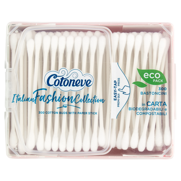 Cotoneve Bastoncini in Carta Biodegradabili e Compostabili 300 pz