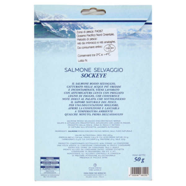 Food From The World Salmone Selvaggio Sockeye Affumicato 50 g