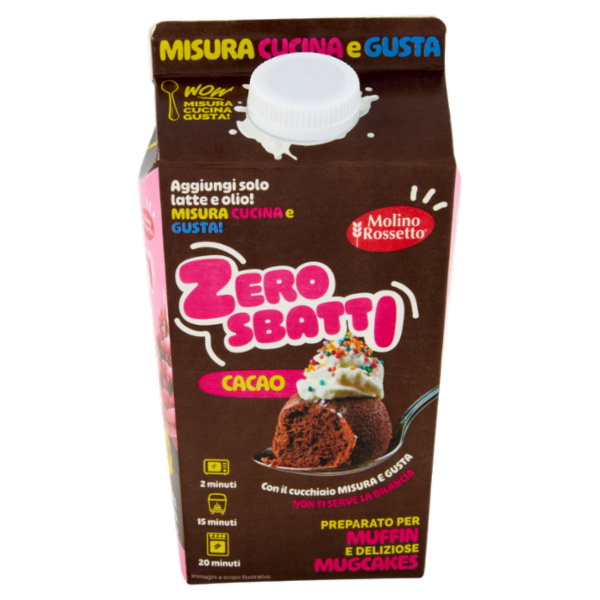 Molino Rossetto Zero Sbatti Cacao Preparato per Muffin e deliziose Mugcakes 500 g