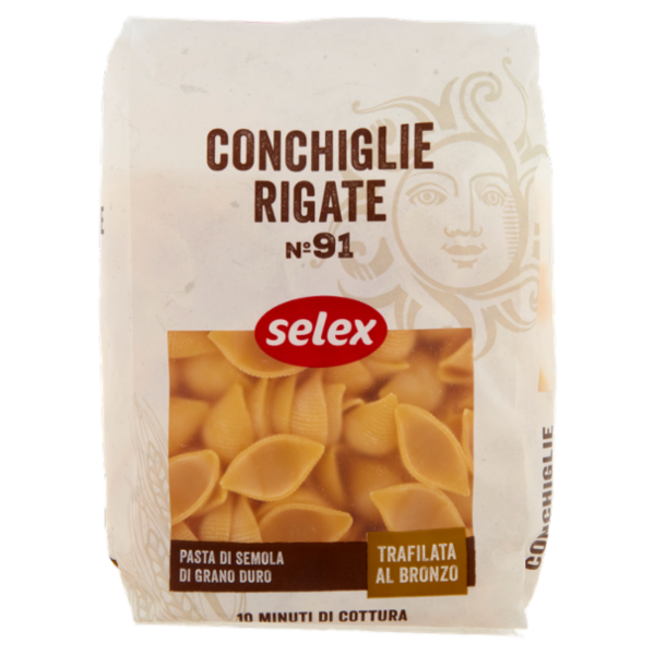 Selex Pasta di Semola Trafilata al Bronzo Conchiglie Rigate 500 g