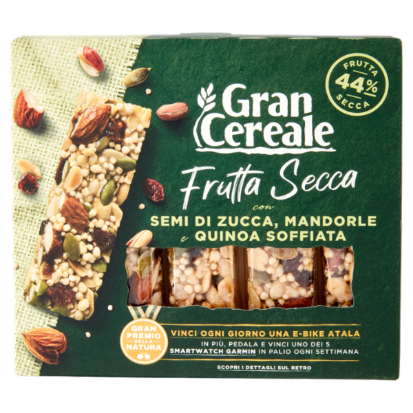 Gran Cereale Barrette di Cereali Frutta Secca Semi di Zucca Mandorle e Quinoa Soffiata 120 g