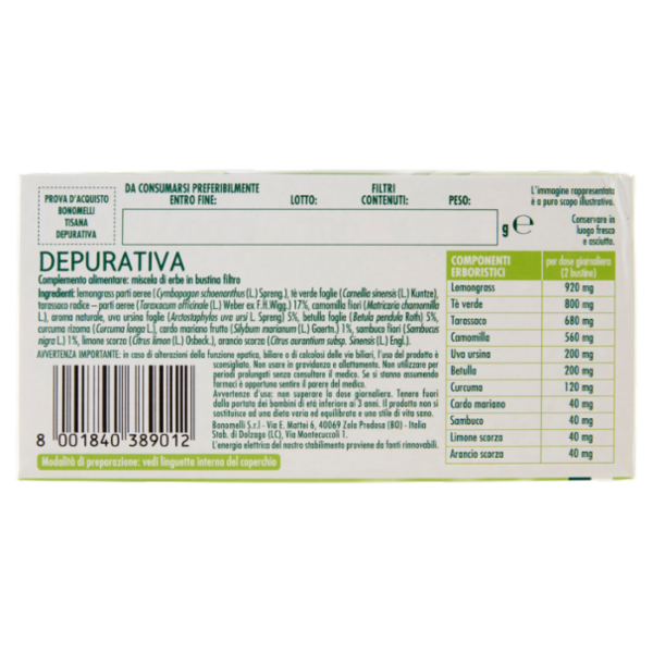 Bonomelli Depurativa Tisana per Infusione 16 Filtri 32 g