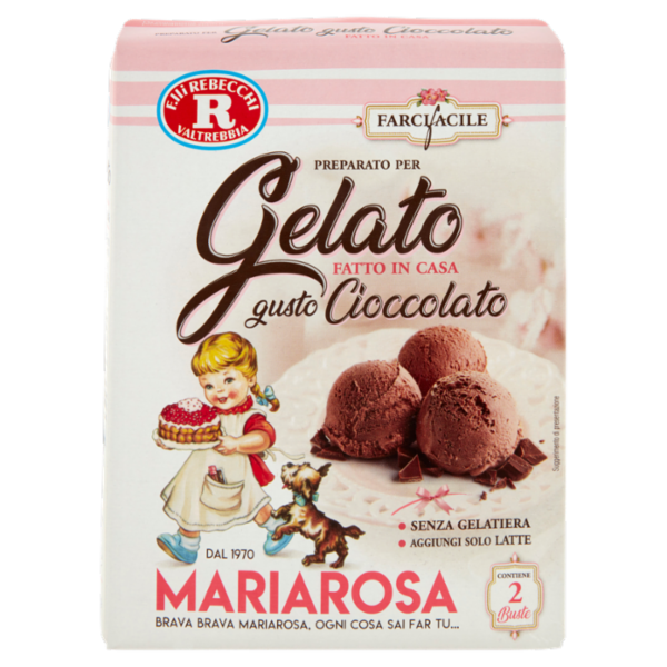 Mariarosa Farci facile Preparato per Gelato Fatto in Casa gusto Cioccolato 2 x 60 g