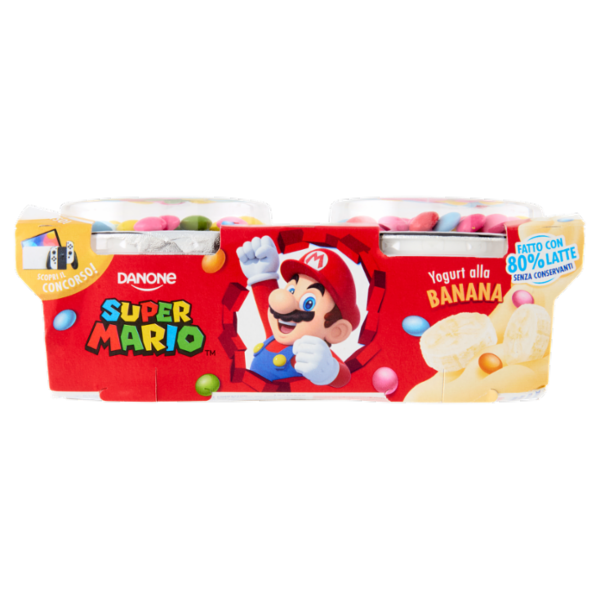 DANONE Super Mario, Yogurt gusto Banana con Confettini, 2x110g