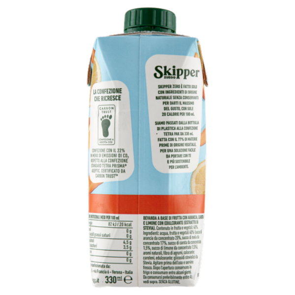 Zuegg Skipper Zero Arancia Carota e Limone Zero Zuccheri Aggiunti* 330 ml