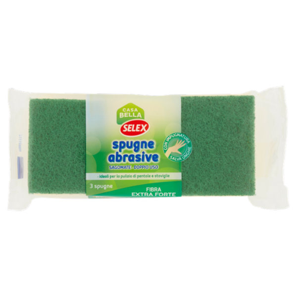 Selex Casa Bella Spugne Abrasive Sagomate Doppio Uso 3 pezzi