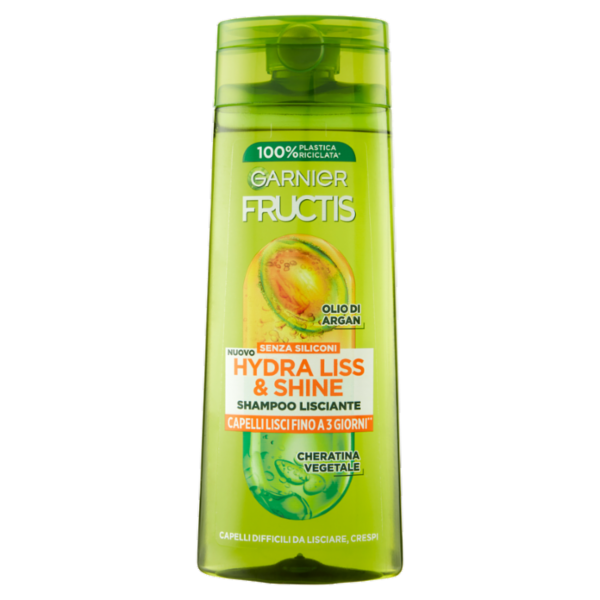 Garnier Fructis Shampoo Hydra Liss & Shine, shampoo lisciante, 250 ml