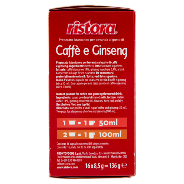 ristora Caffè e Ginseng capsule compatibili con macchine Lavazza a Modo Mio* 16 x 8,5 g