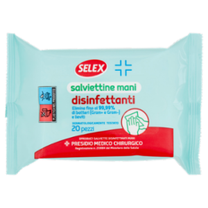Selex Salviettine Mani Disinfettanti Presidio Medico Chirurgico 20 Pezzi